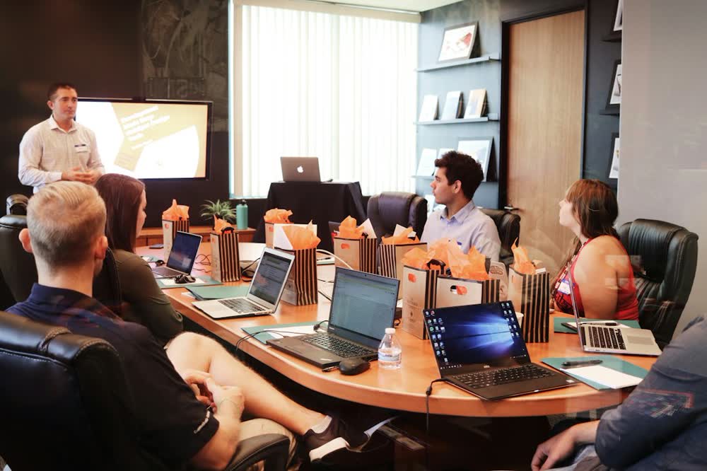 Strategy meeting in a boardroom